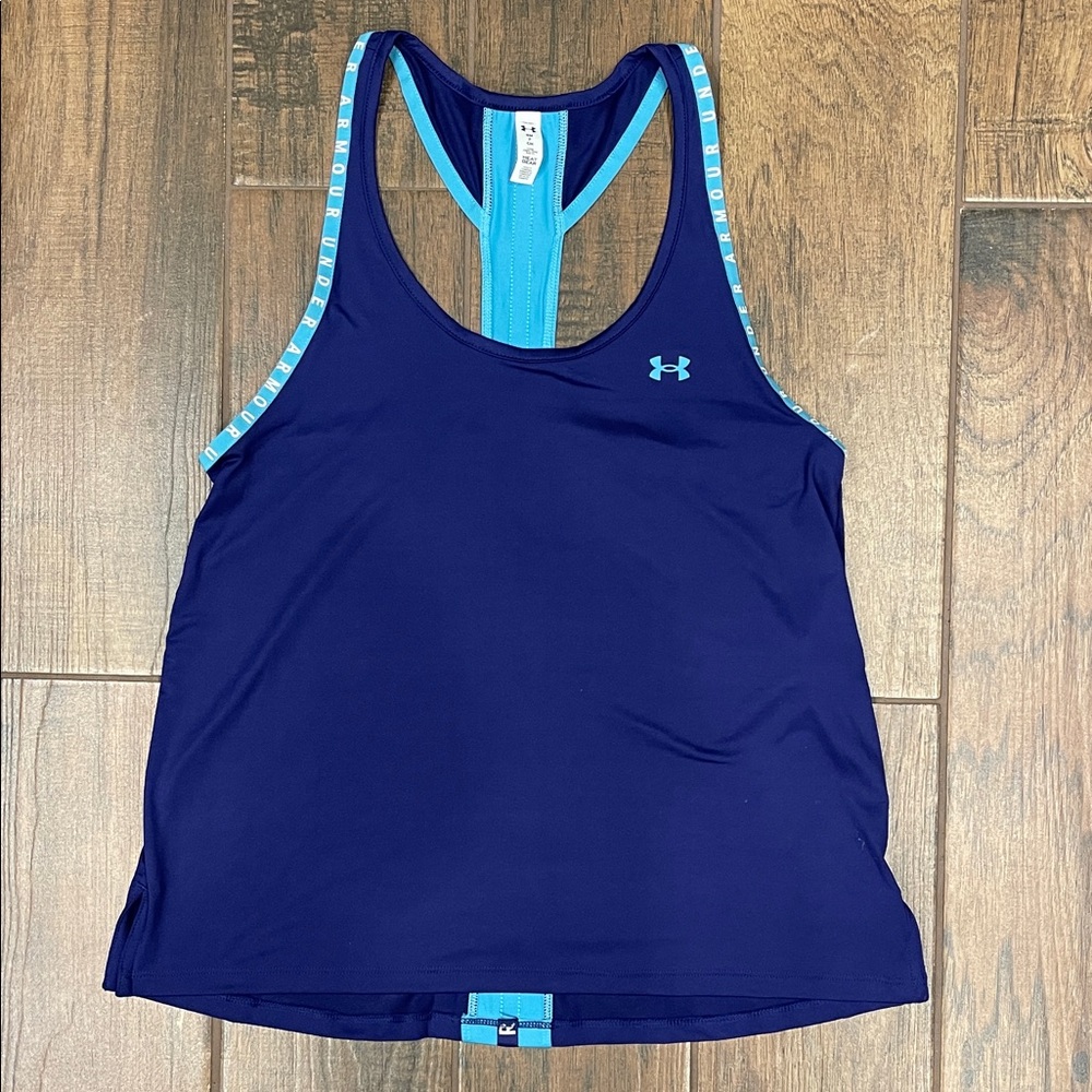 Under Armour Women's Navy and Light Blue Tank Top